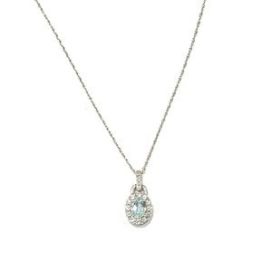 Blue Topaz Diamond Silver Necklace